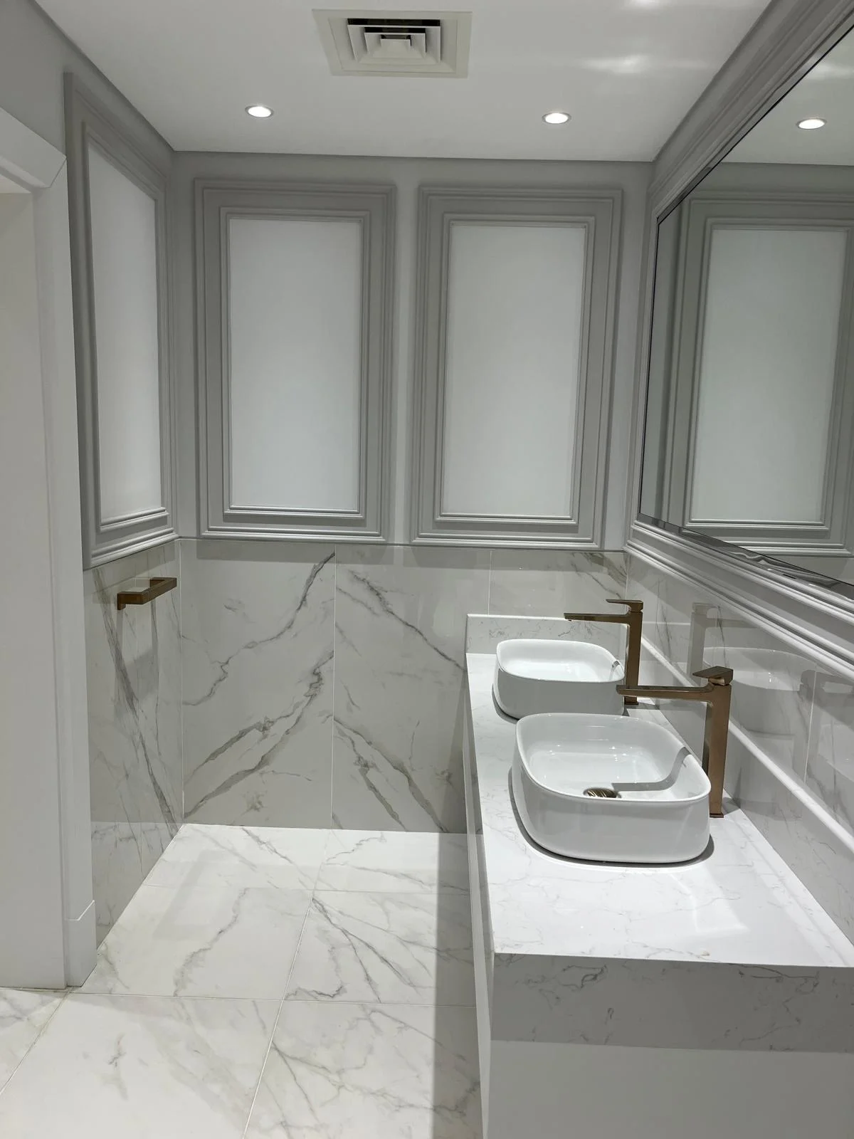 Alwakra Villa interior design project - Gypsum Board Works, Marble Works, Painting Works, Porcelain Installation
